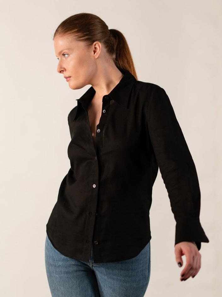 Adela Shirt in Italian Cotton Crepe