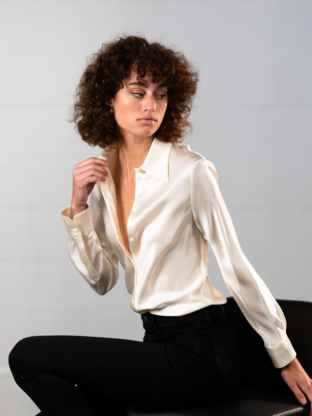 Victoria Shirt in Italian Silk Satin